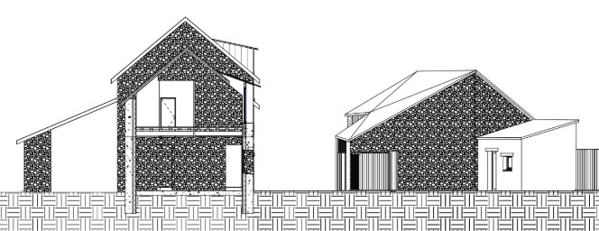 Plan de masse de la maison du XVIIème siècle en noir et blanc